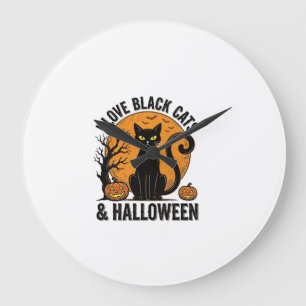 Reloj Redondo Grande Diseño de camiseta vintage de Halloween Me encanta