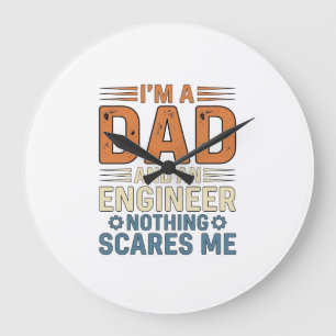 Reloj Redondo Grande Diseño de camiseta vintage de ingeniero de papá na