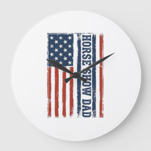 Reloj Redondo Grande Diseño de camiseta vintage de la bandera americana