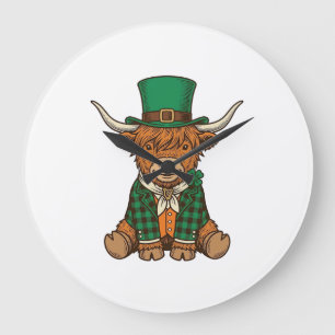 Reloj Redondo Grande Diseño de camiseta vintage de trébol irlandés de v