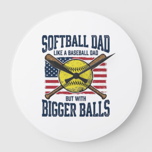 Reloj Redondo Grande Diseño de camiseta Vintage Softball Dad Bigger Bal