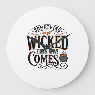 Reloj Redondo Grande Diseño de camiseta vintage Something Wicked Hallow