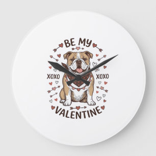 Reloj Redondo Grande Diseño de camiseta Vintage Valentine Bulldog XOXO_