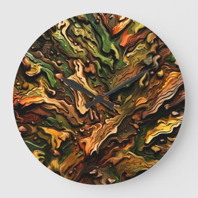 Reloj Redondo Grande Diseño de Camo (Anverso)
