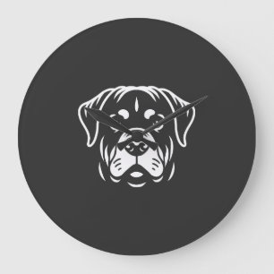 Reloj Redondo Grande Diseño de Cara de Rottweiler Minimalista � Arte de