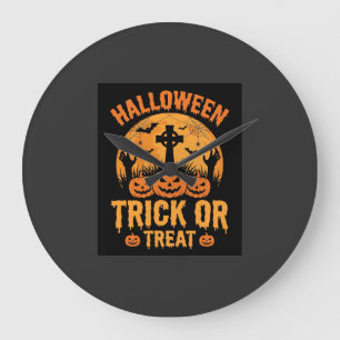 Reloj Redondo Grande Diseño de cementerio de calabaza de Halloween Truc