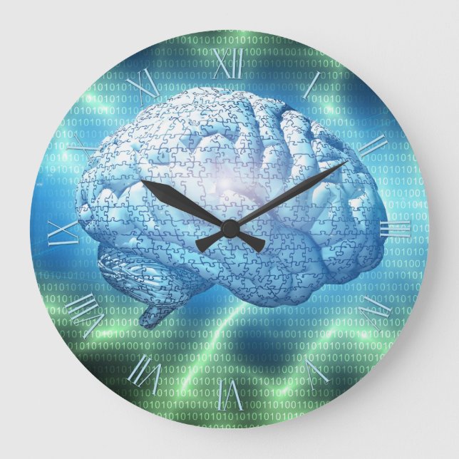 Reloj Redondo Grande Diseño de cerebro electrónico (Anverso)