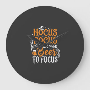 Reloj Redondo Grande Diseño de cerveza Hocus Pocus Halloween_1