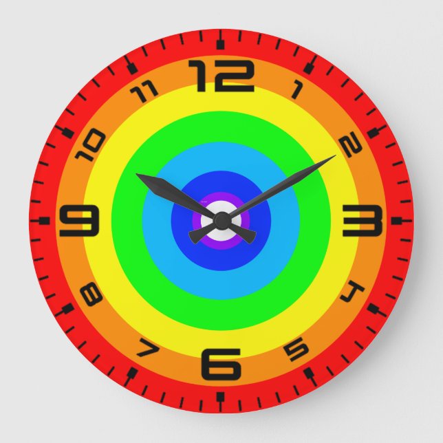 Reloj Redondo Grande Diseño de círculo arco iris-40686 (Anverso)
