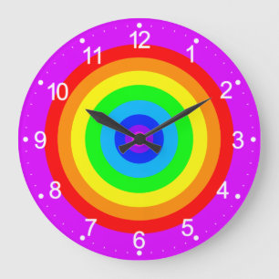 Reloj Redondo Grande Diseño de círculo arco iris-40686