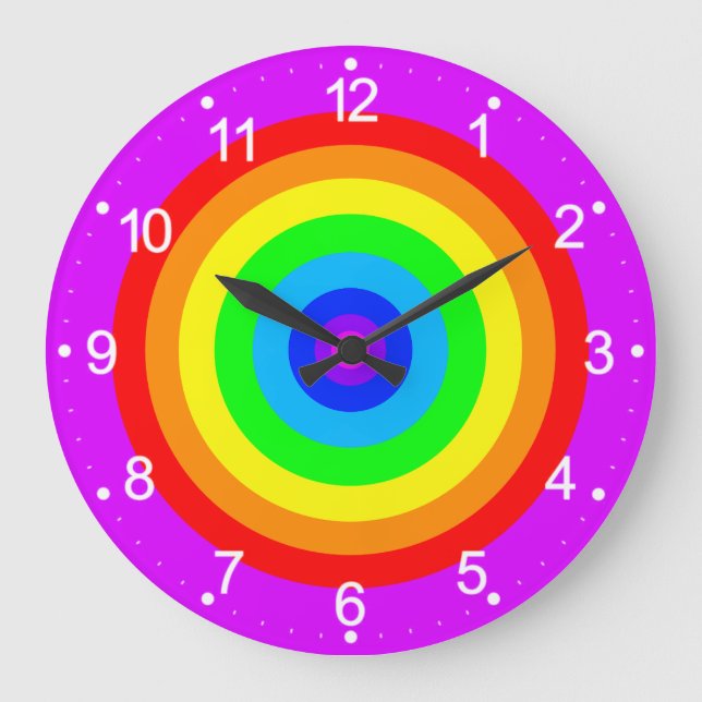 Reloj Redondo Grande Diseño de círculo arco iris-40686 (Anverso)