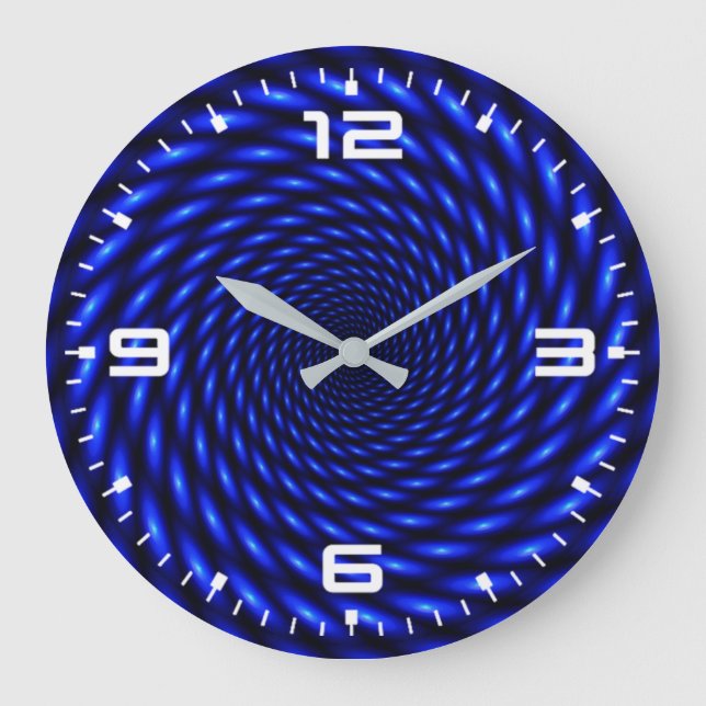 Reloj Redondo Grande Diseño de círculo azul abstracto (Anverso)