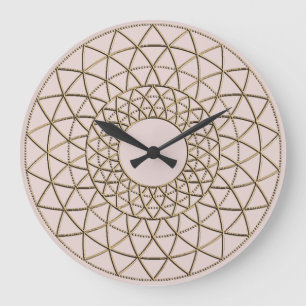 Reloj Redondo Grande Diseño de círculo metálico rosa polvoriento dorado