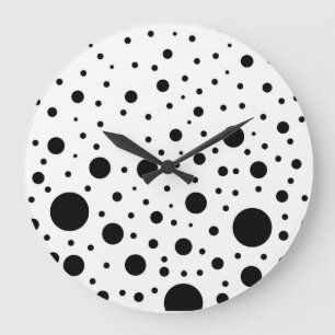 Reloj Redondo Grande Diseño de Círculo Negro y Blanco