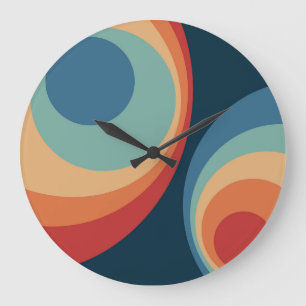 Reloj Redondo Grande Diseño de círculos retro coloridos