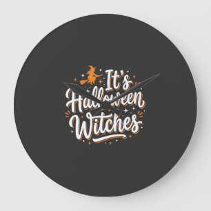 Reloj Redondo Grande Diseño de cita de bruja linda de brujas de Hallowe