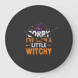 Reloj Redondo Grande Diseño de cita poco bruja divertida de Halloween