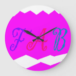 Reloj Redondo Grande Diseño de color rosa vibrante con texto de color