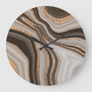 Reloj Redondo Grande Diseño de cosecha de oro marrón