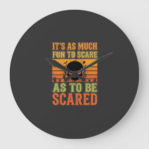 Reloj Redondo Grande Diseño de cráneo de miedo de Halloween retro_1