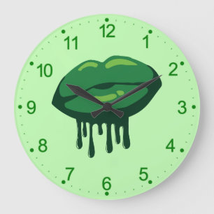 Reloj Redondo Grande Diseño de Día de San Patricio de labios de mujer-6
