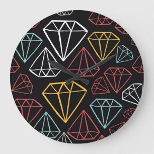 Reloj Redondo Grande Diseño de diamantes de época, patrón sin fisuras