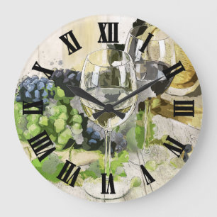 Reloj Redondo Grande Diseño de Digitaces de la copa de vino