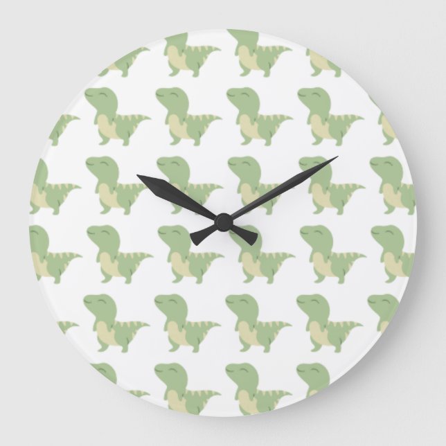 Reloj Redondo Grande Diseño de dinosaurios bebés (Anverso)