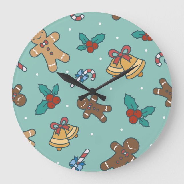 Reloj Redondo Grande Diseño de dulces para Navidades festivos (Anverso)
