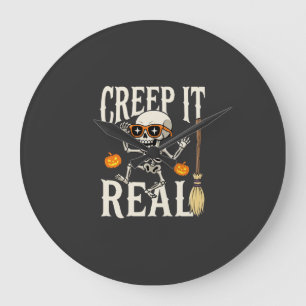 Reloj Redondo Grande Diseño de esqueleto bailarín divertido de Hallowee