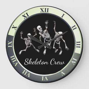 Reloj Redondo Grande Diseño de esqueleto onírico divertido "Skeleton Cr