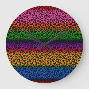 Reloj Redondo Grande Diseño de estampado de animal de leopardo colorido