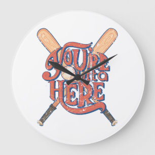 Reloj Redondo Grande Diseño de fanático de béisbol de softball retro