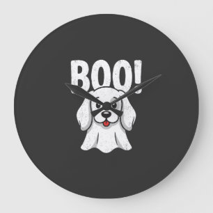 Reloj Redondo Grande Diseño de fantasma de cachorro lindo Boo de perro