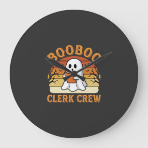 Reloj Redondo Grande Diseño de fantasma de Halloween de Booboo Clerk Cr