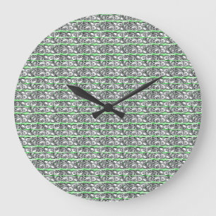 Reloj Redondo Grande Diseño de filigrana cruzada Patrón verde