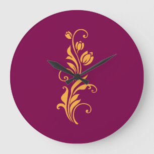 Reloj Redondo Grande Diseño de Flor Ornamental Floral
