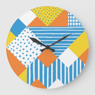 Reloj Redondo Grande Diseño de fondo abstracto geométrico vintage