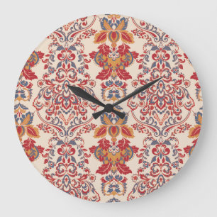Reloj Redondo Grande Diseño de fondo de escritorio barroco floral vinta
