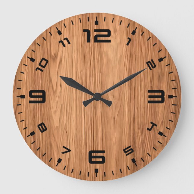 Reloj Redondo Grande Diseño de fondo de textura de madera-35455 (Anverso)