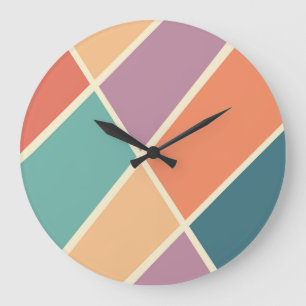 Reloj Redondo Grande Diseño de formas geométricas abstractas coloridas