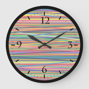 Reloj Redondo Grande Diseño de franjas coloridas abstractas
