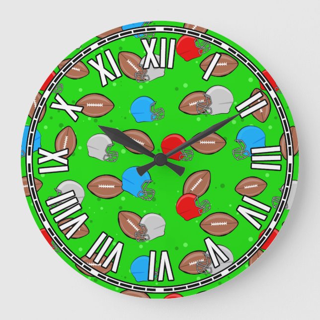 Reloj Redondo Grande Diseño de fútbol (Anverso)