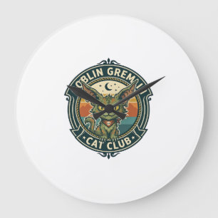 Reloj Redondo Grande Diseño de gatito lindo gato duende gremlin - Grem 
