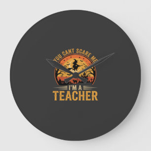Reloj Redondo Grande Diseño de Gato Bruja para Profesores de Halloween