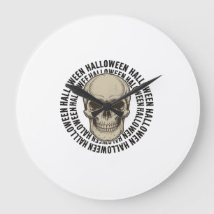 Reloj Redondo Grande Diseño de grabado vintage de círculo de cráneo de