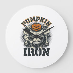 Reloj Redondo Grande Diseño de Halloween de culturismo vintage de calab
