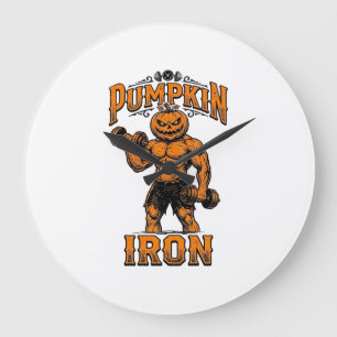Reloj Redondo Grande Diseño de Halloween de culturista vintage de calab