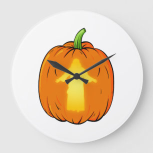 Reloj Redondo Grande Diseño de Halloween Jesús con calabaza de Jesús