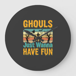Reloj Redondo Grande Diseño de Halloween Los Ghouls Solo Quieren Divert